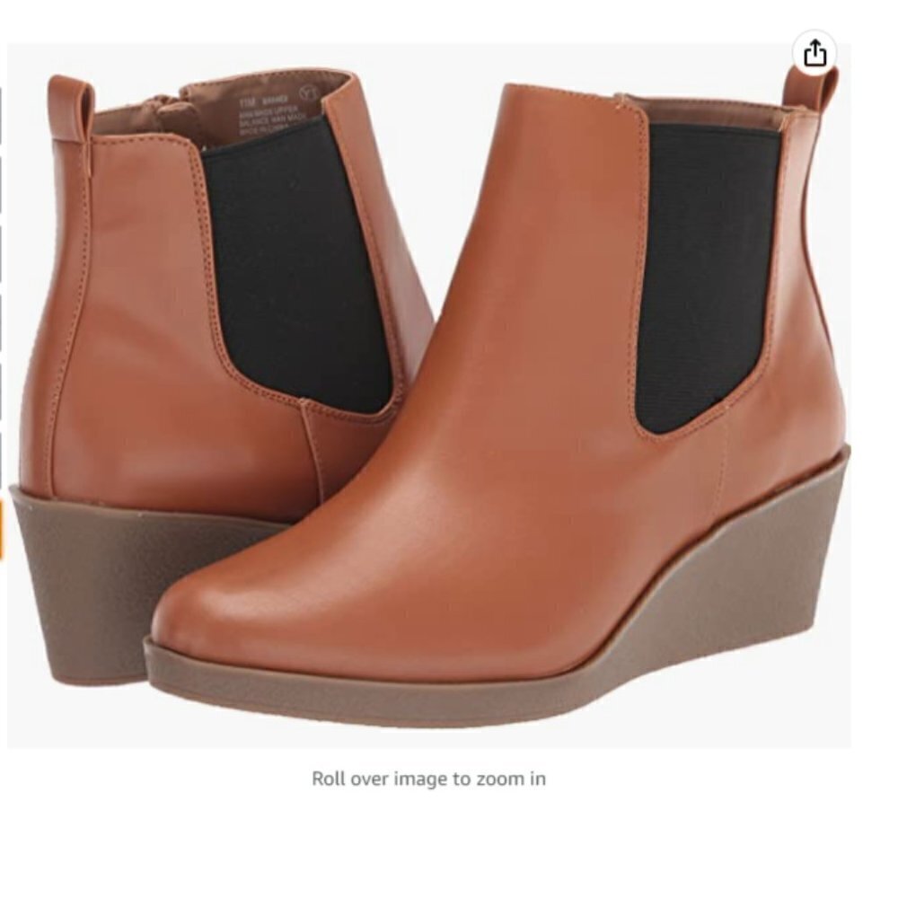 Aerosoles Brandi Tan Leather Southwester Boho Western Wedge Ankle Boot Size 9